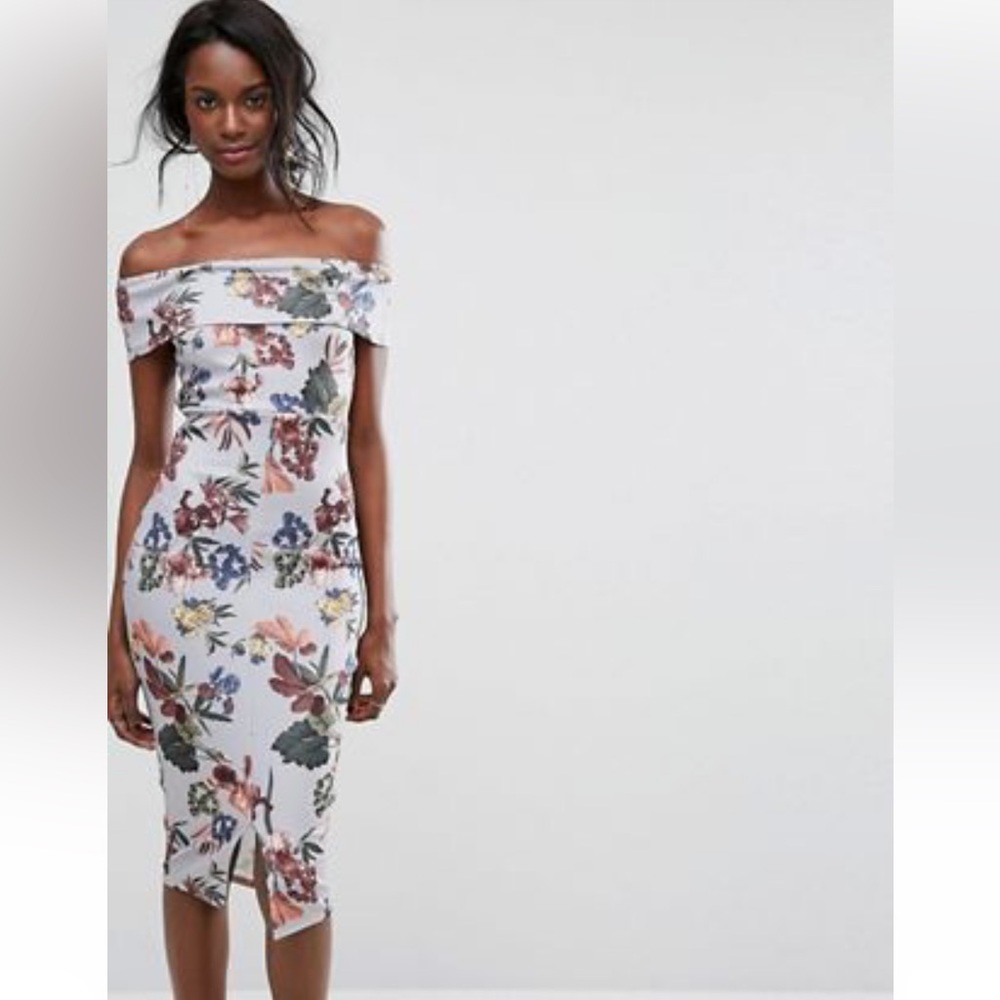 Boho floral off the shoulder dress